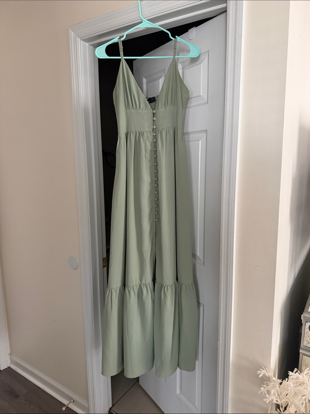 Windsor Sage Green Spaghetti-Strap Maxi Dress